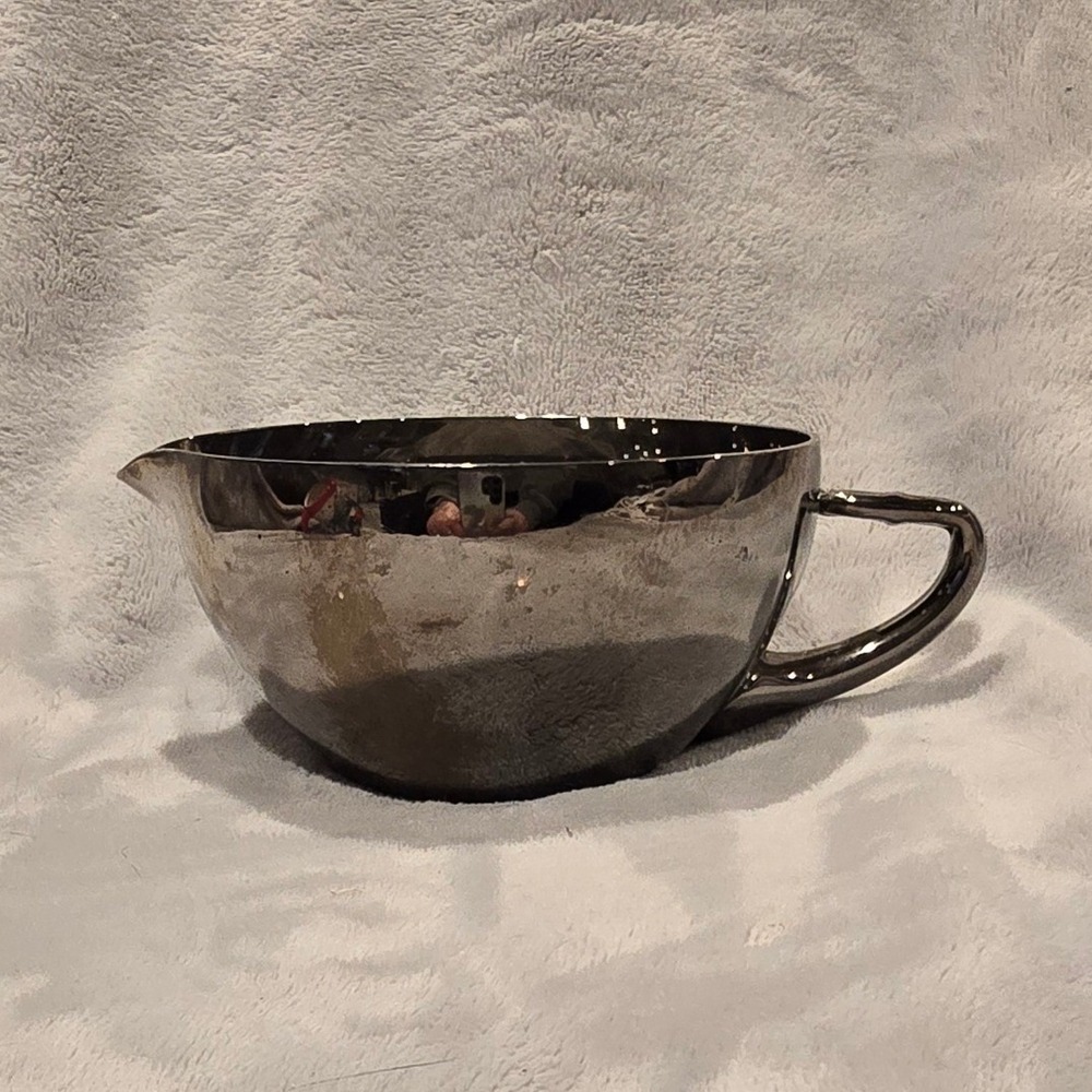 Vintage Metal Silver Creamer Pitcher with Handle